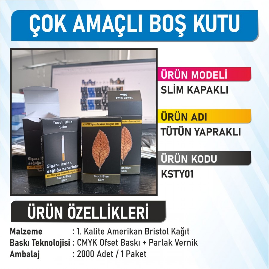 Slim Kapaklı Tütün Yapraklı Çok Amaçlı Boş Kutu - 2000 Adet Slim Kapaklı Tütün Yapraklı Çok Amaçlı Boş Kutu - 2000 Adet