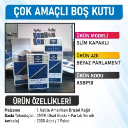 Slim Kapaklı Beyaz Parlament - 2000 Adet