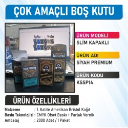 Slim Kapaklı Siyah Premium - 2000 Adet
