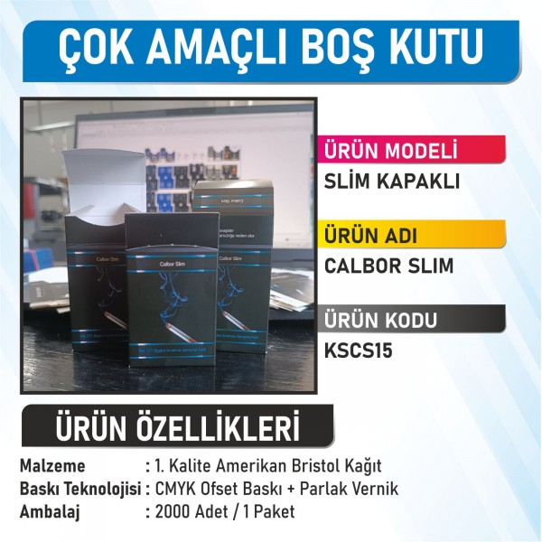 Slim Kapaklı Calbor Slim Çok Amaçlı Boş Kutu - 2000 Adet