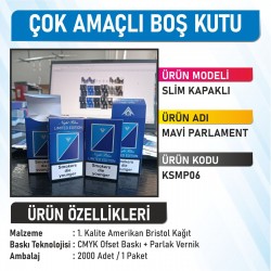 Slim Kapaklı Mavi Parlament - 2000 Adet